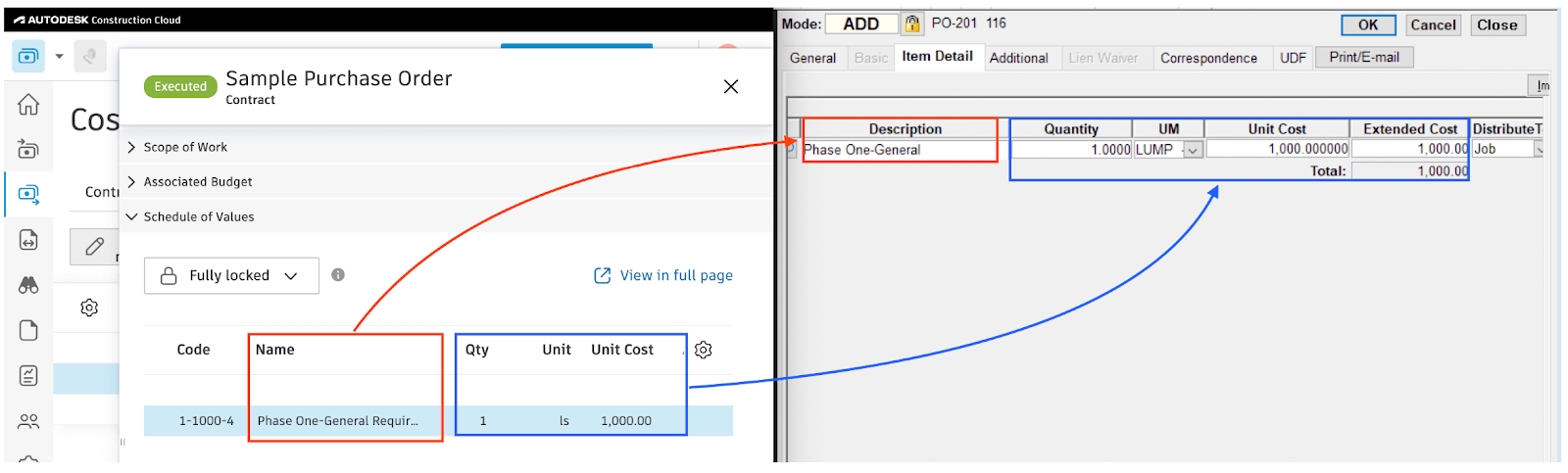 Autodesk Build and Foundation Purchase Orders Visual Mapping