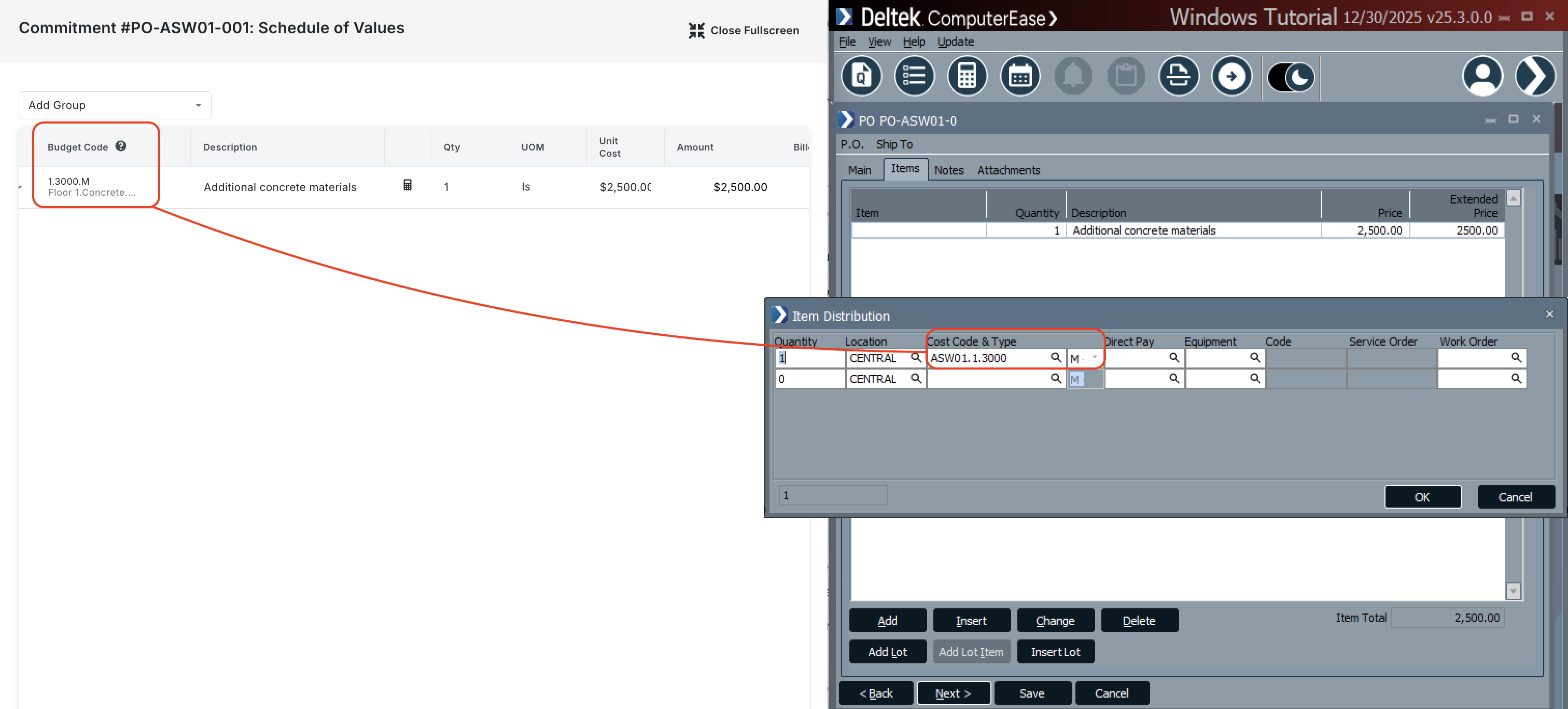Procore and ComputerEase Visual Mapping