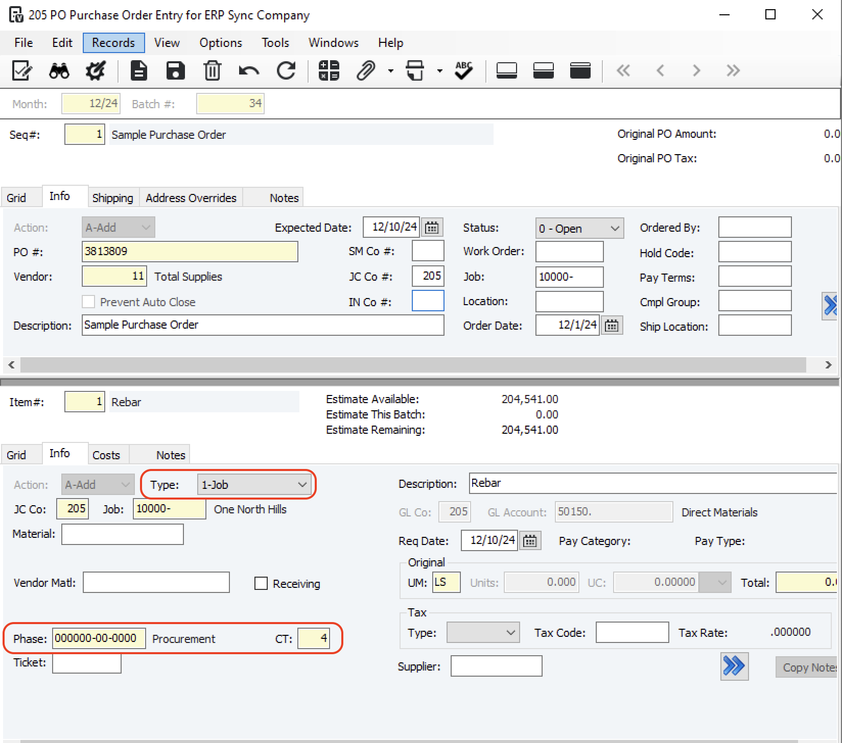 ServiceTitan and Vista Purchase Orders Visual Mapping