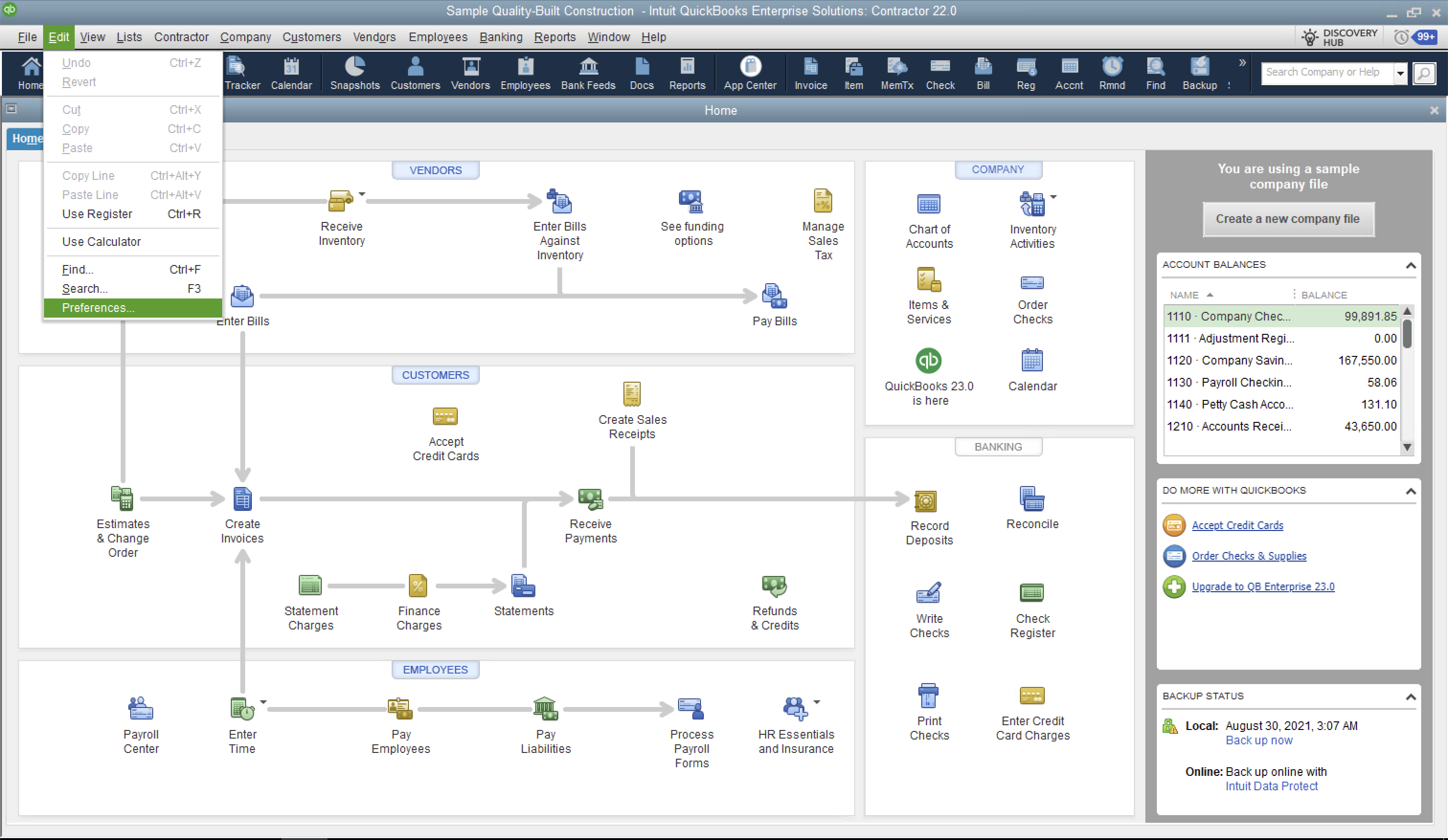 Edit Preferences in QuickBooks Desktop