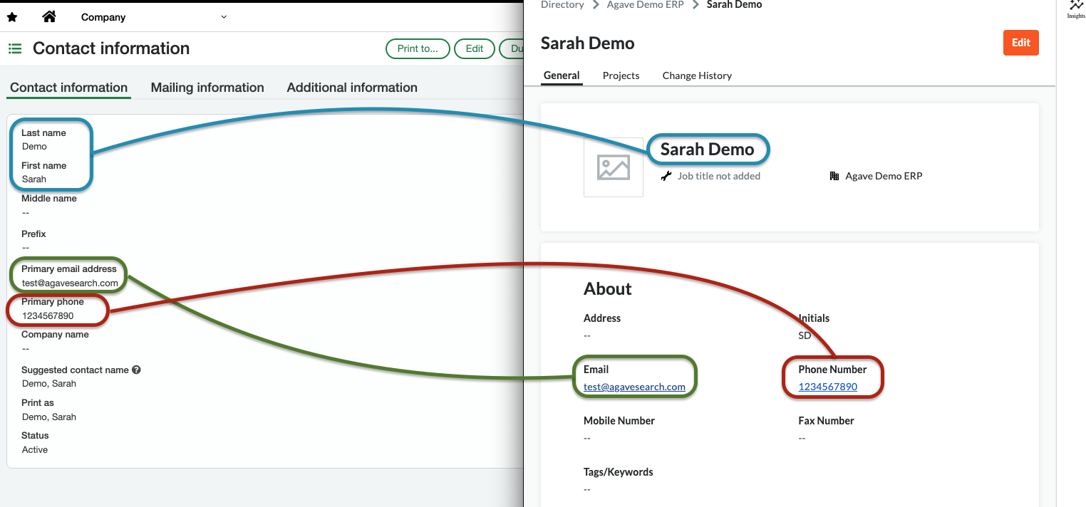 Sage Intacct to Procore Employees Visual Mapping (synced as a User)