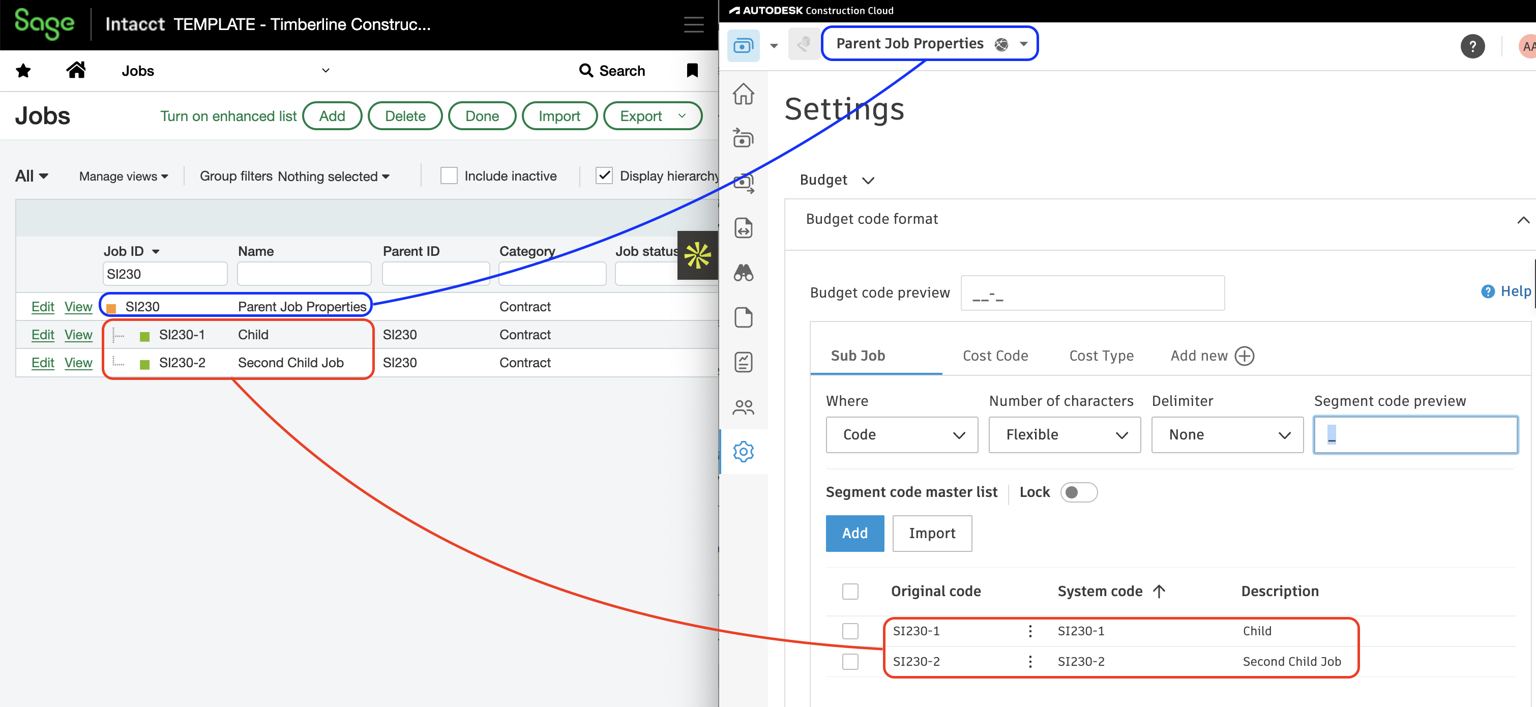 Autodesk Build and Sage Intacct Visual Mapping
