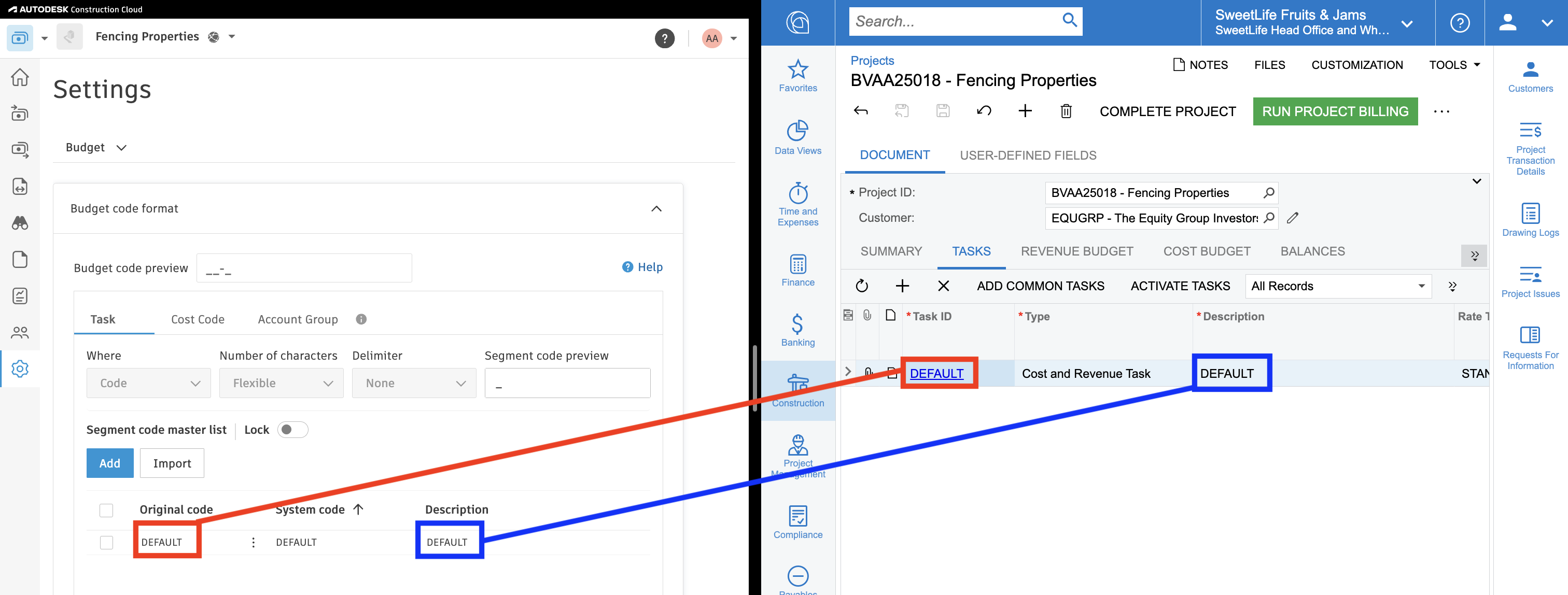 Autodesk Build and Acumatica Sub Jobs Mapping