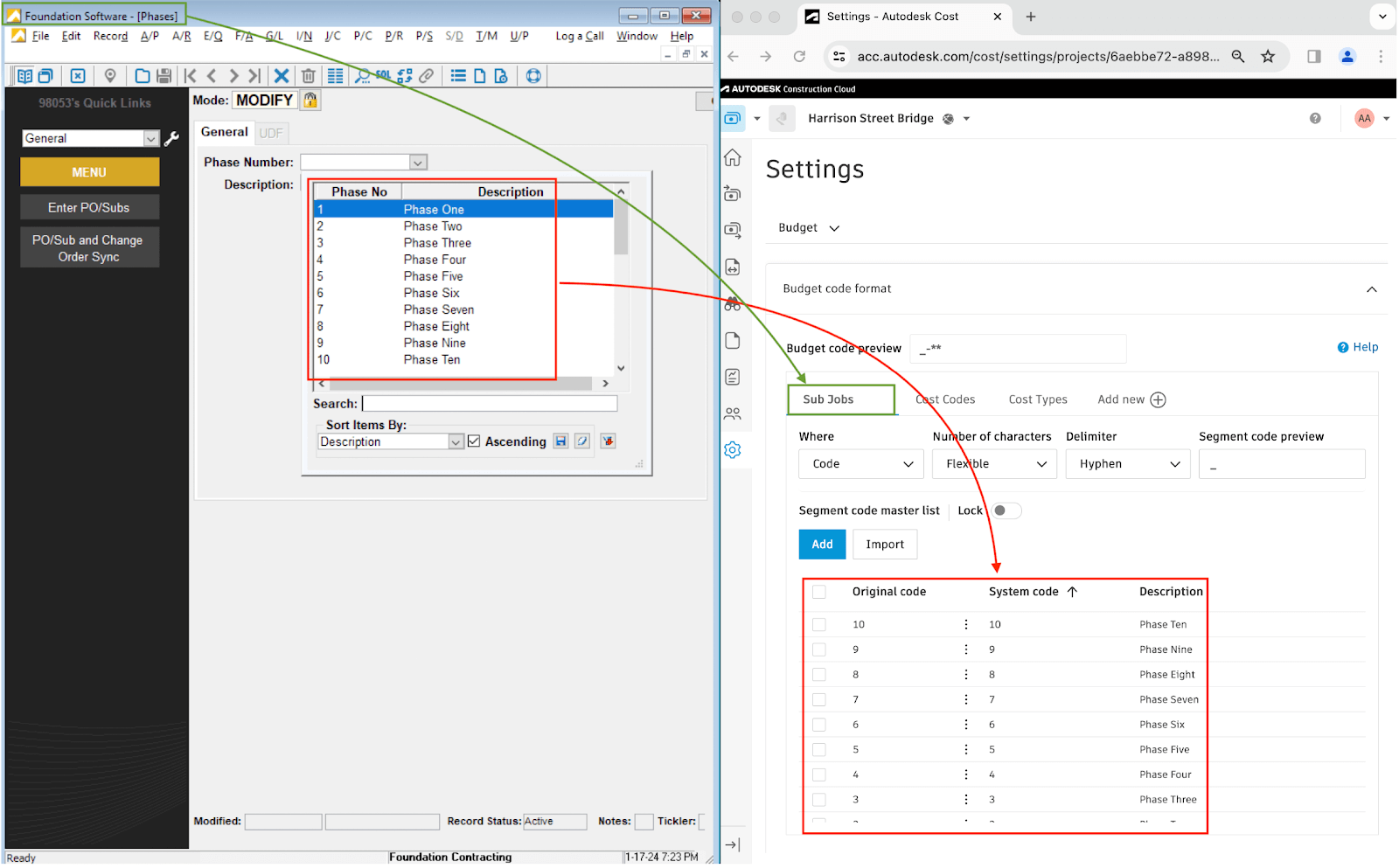 Autodesk Build and Foundation Sub Jobs Visual Mapping