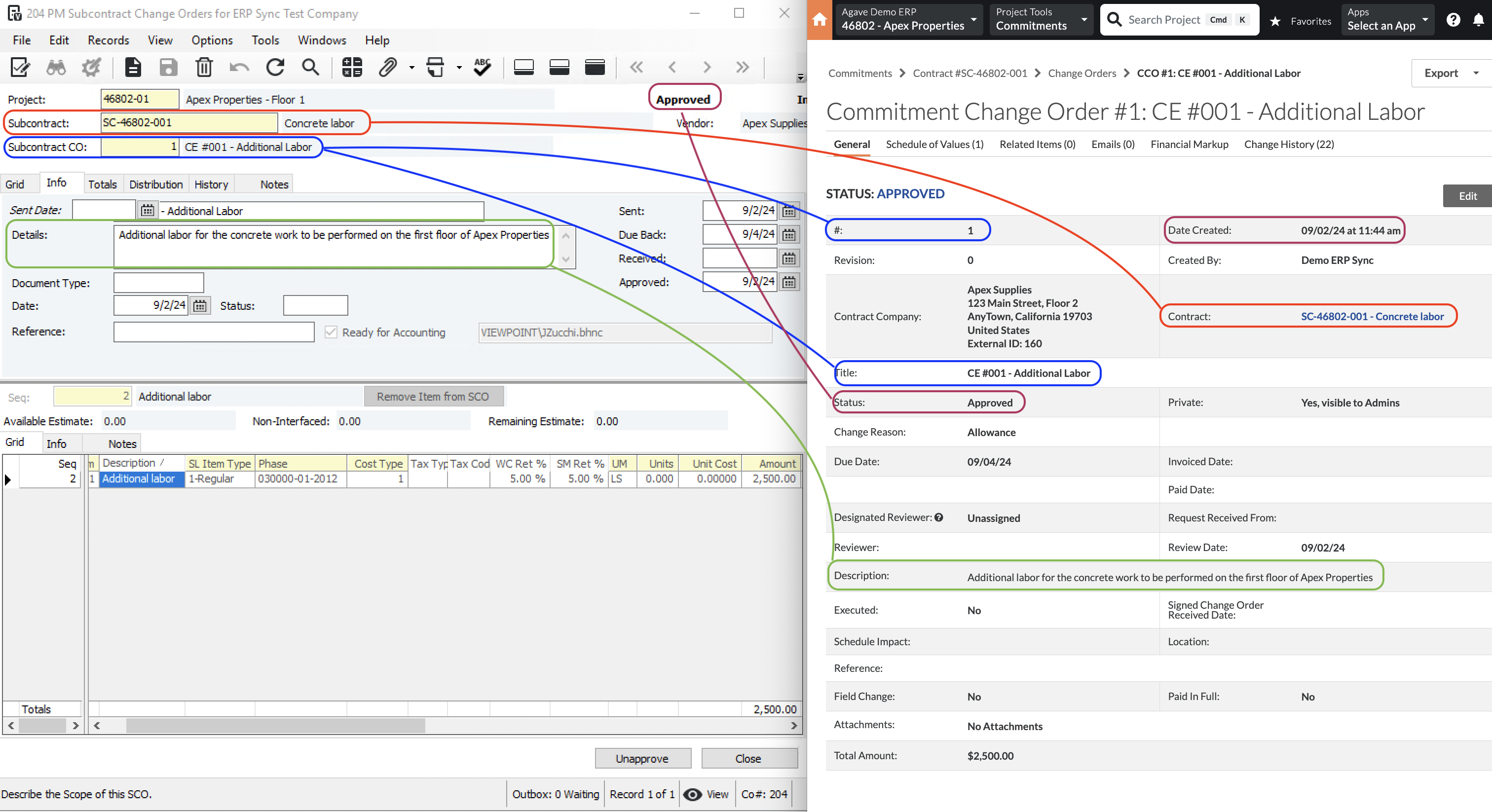 Procore and Vista Visual Mapping