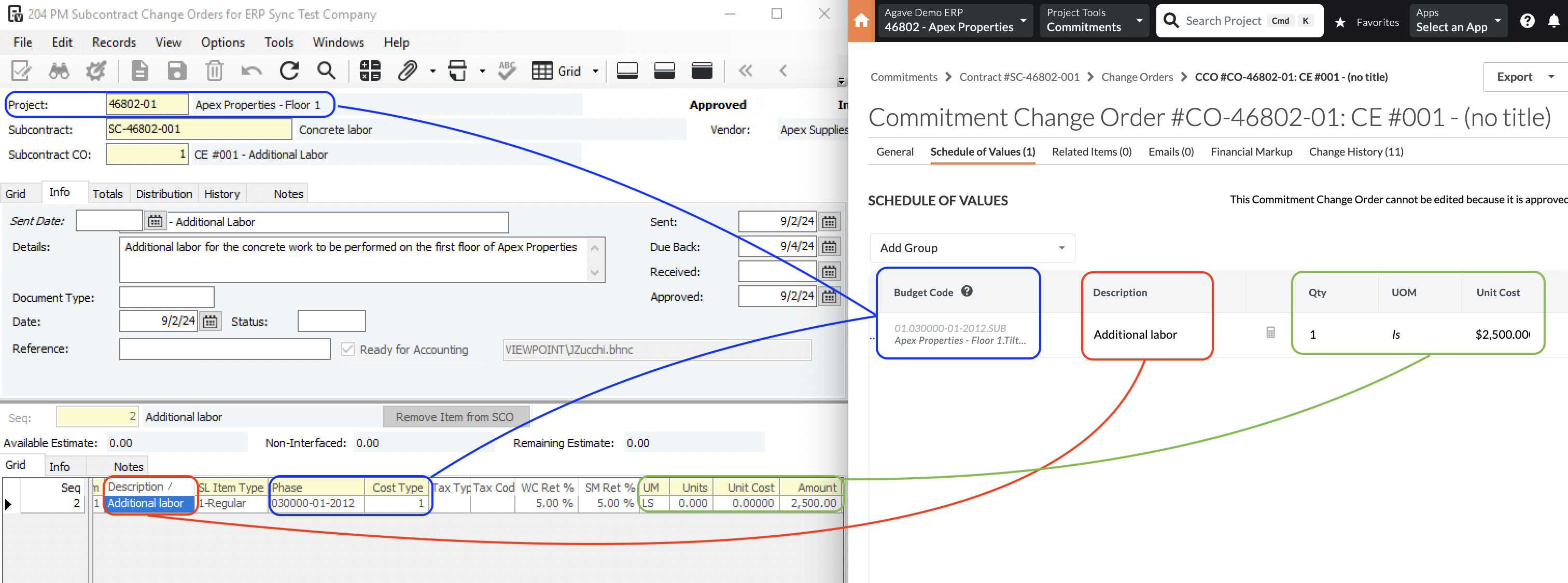 Procore and Vista Visual Mapping