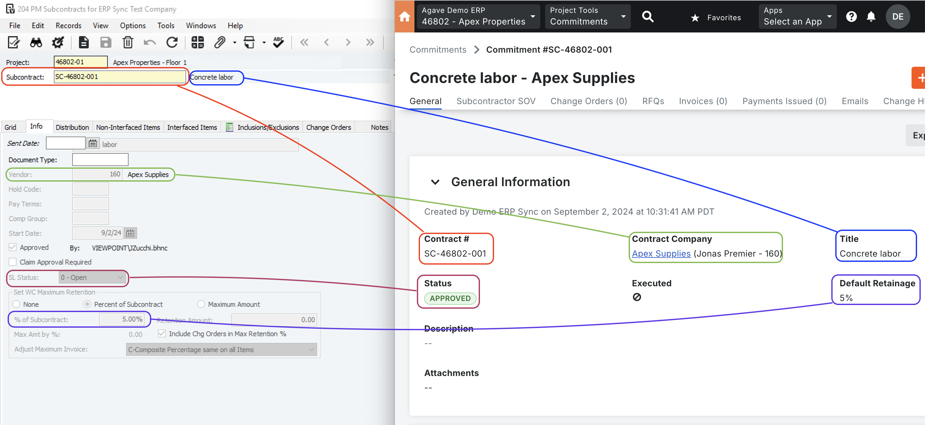 Procore and Vista Visual Mapping