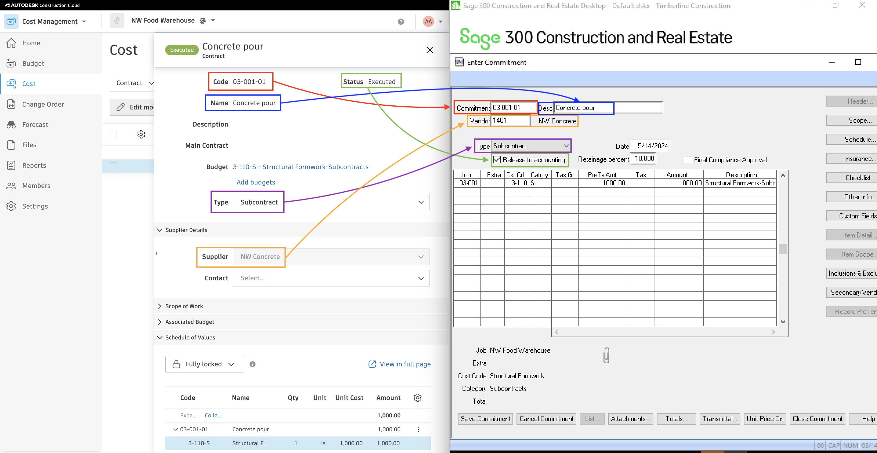 Autodesk Build and Sage 100 Vendors Mapping