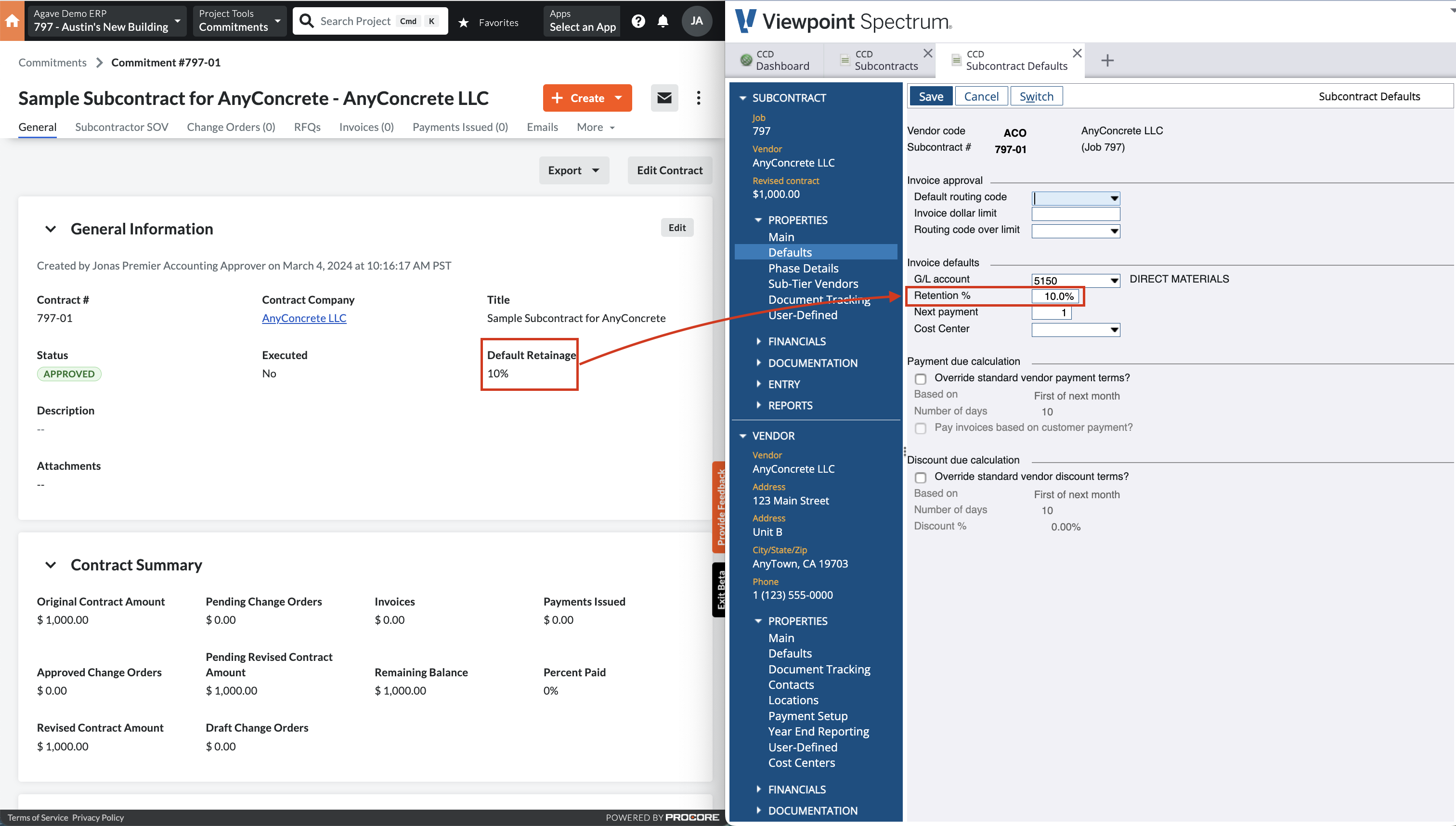 Procore and Spectrum AR Invoice Visual Mapping