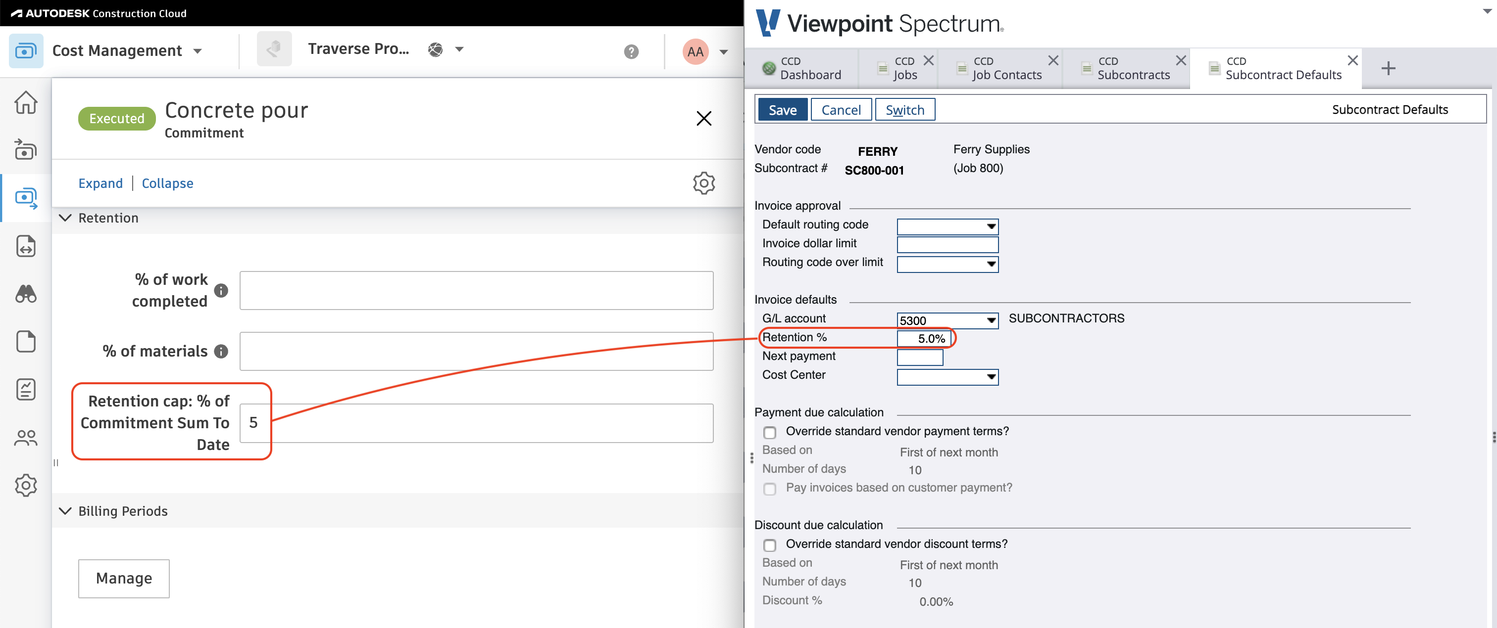 Autodesk Build and Spectrum Subcontracts Visual Mapping