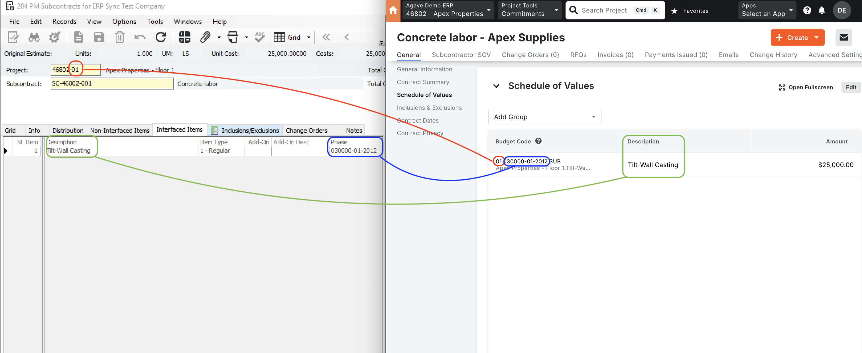 Procore and Vista Visual Mapping