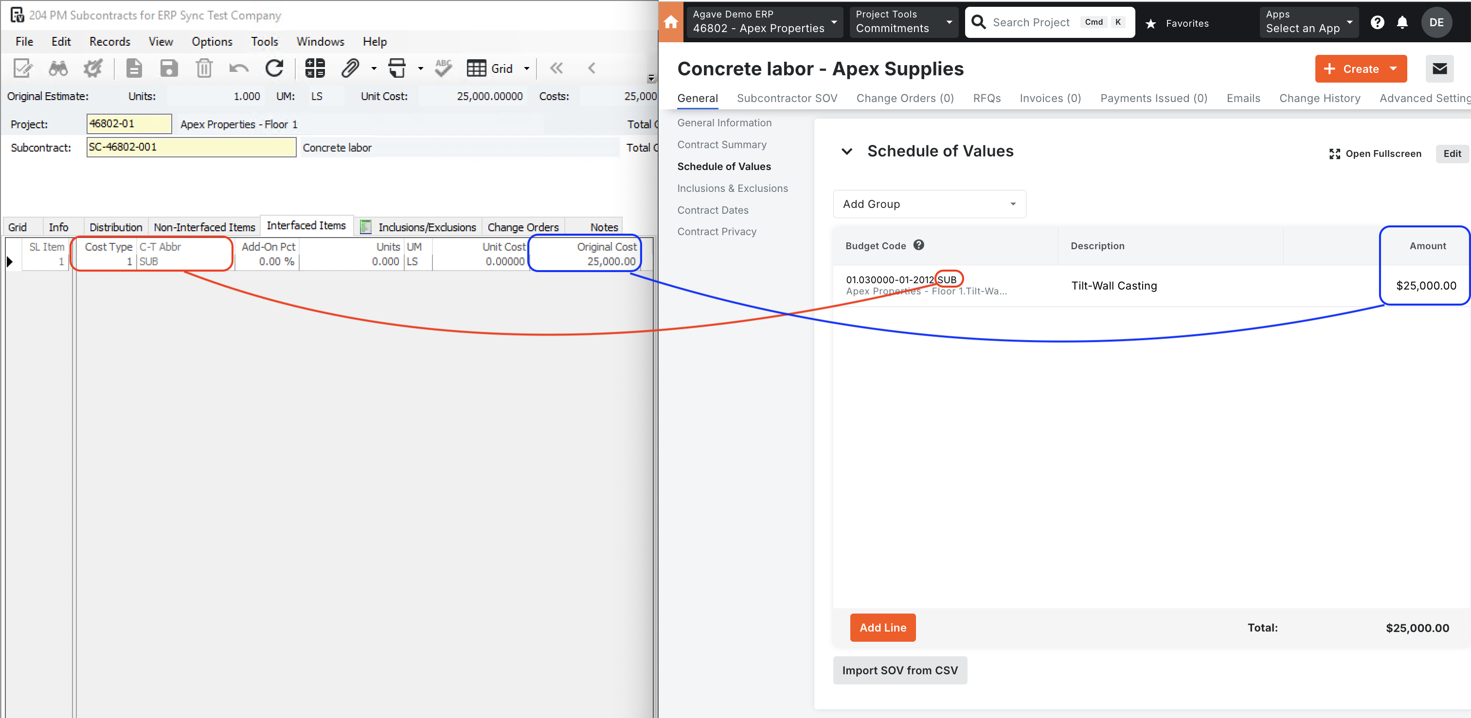 Procore and Vista Visual Mapping