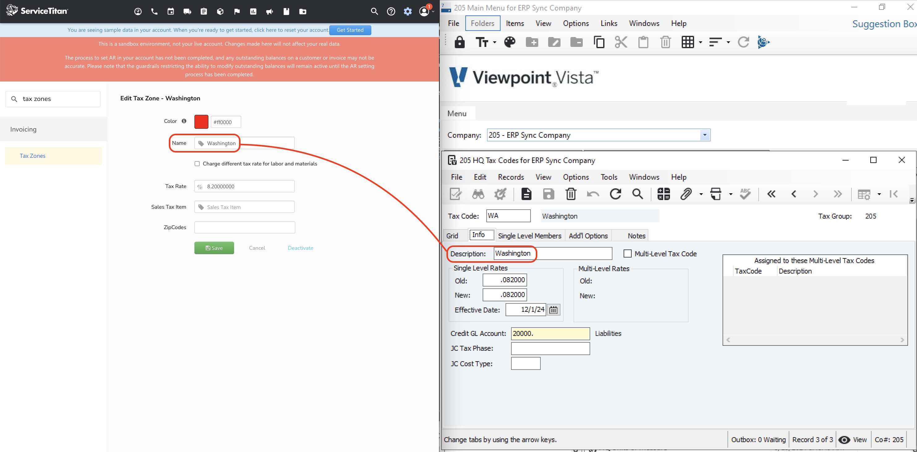 ServiceTitan and Vista Visual Mapping