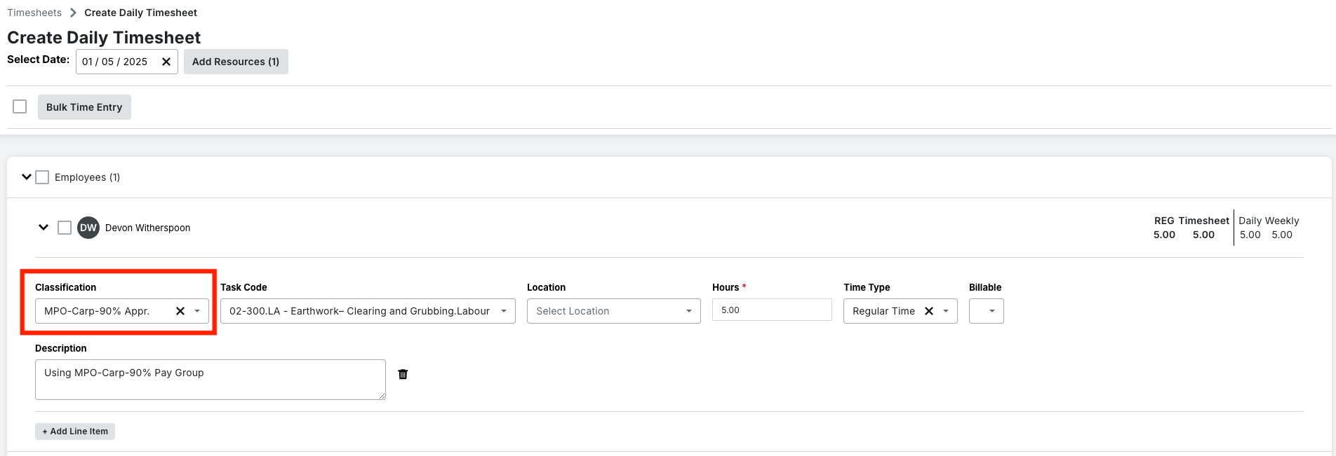 Procore and Sage 100 Timecard Entries