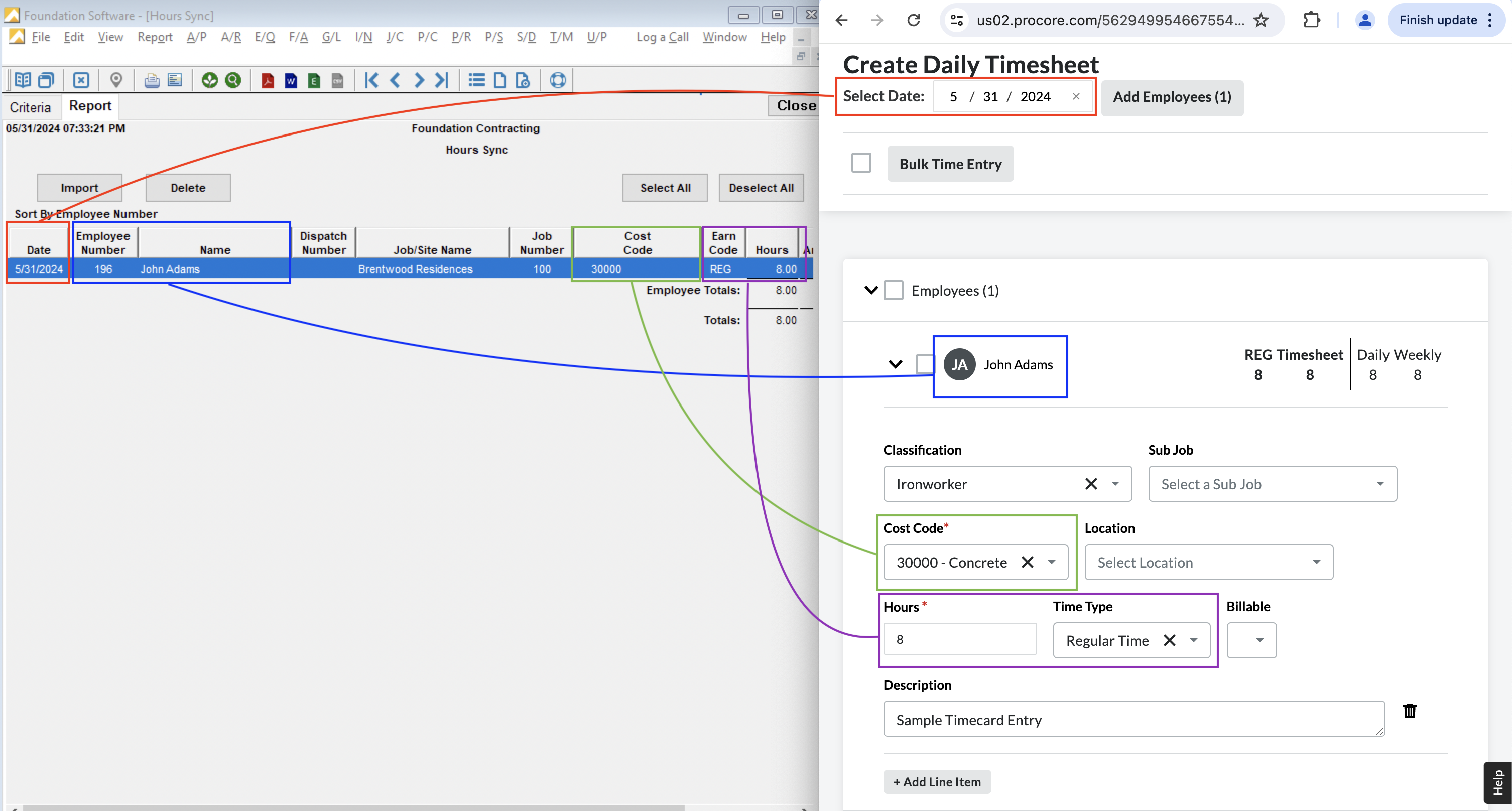 Foundation and Procore Visual Mapping