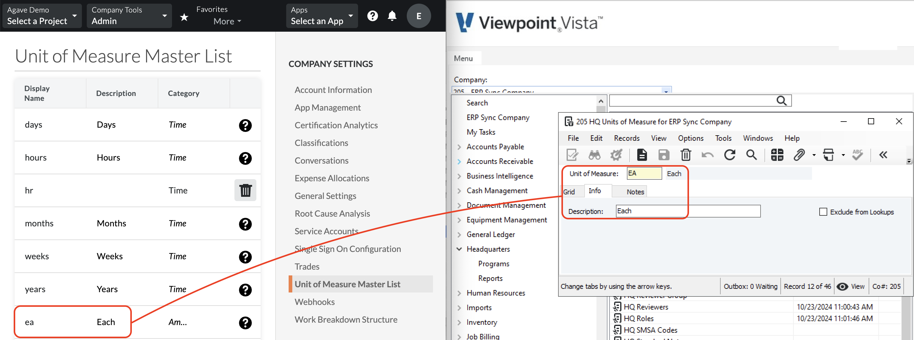 Procore and Vista Visual Mapping