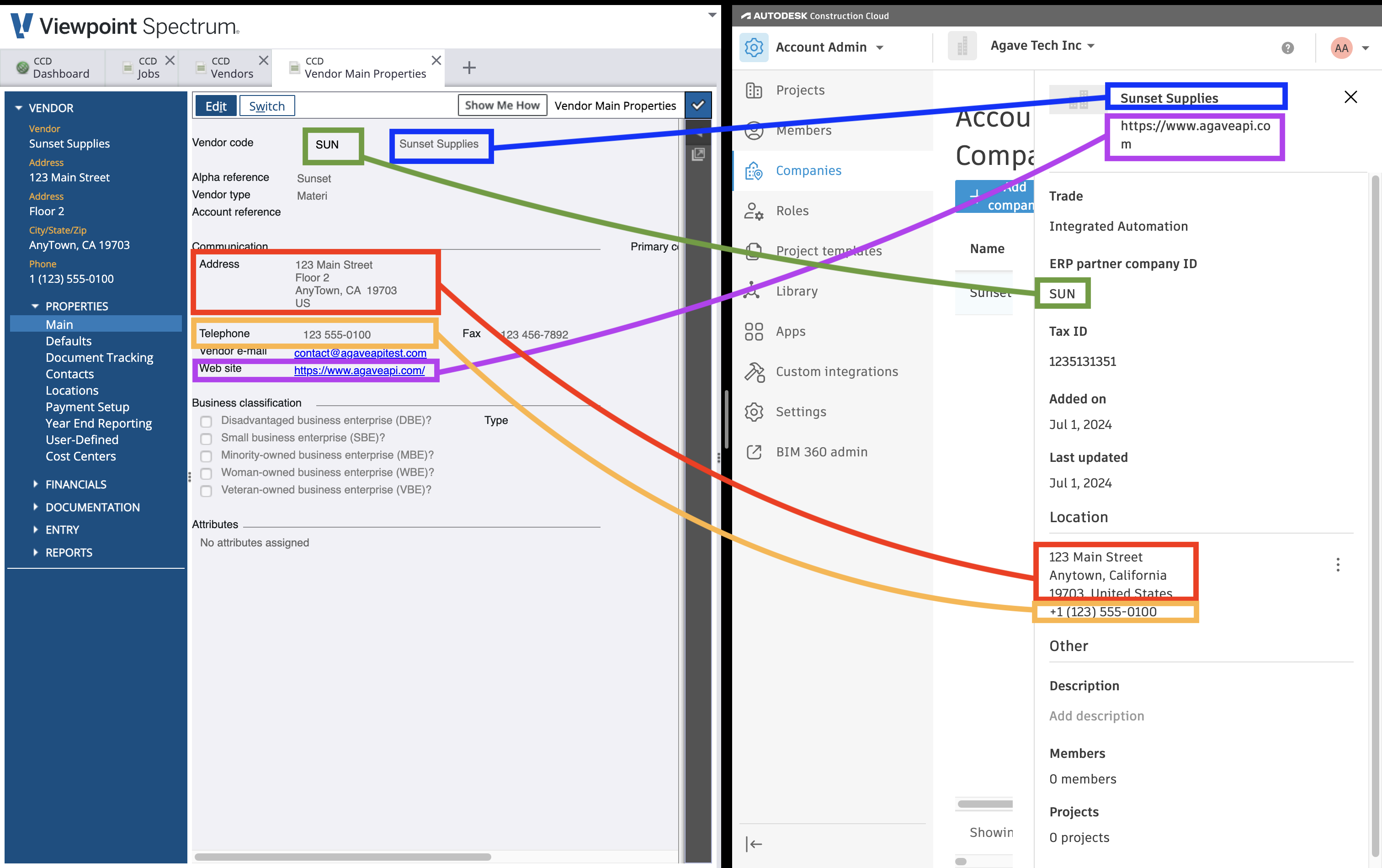 Autodesk Build and Spectrum Vendors Visual Mapping