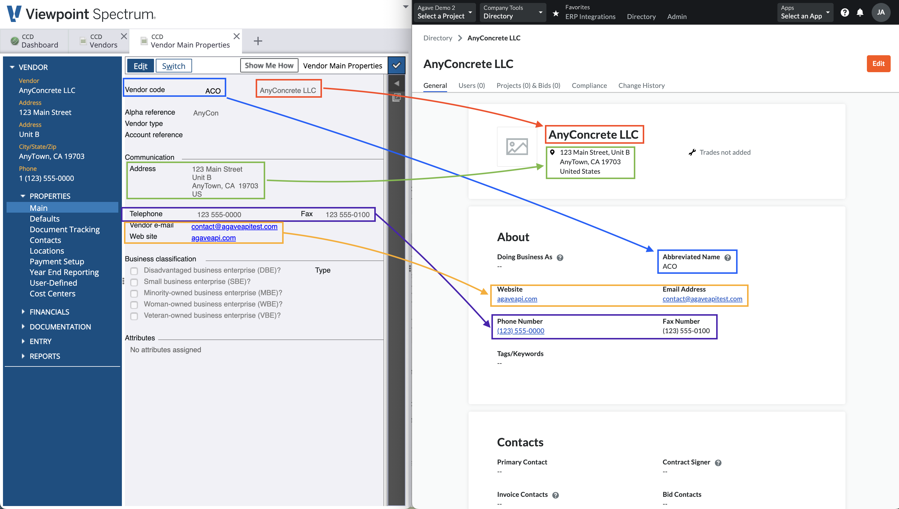 Procore and Spectrum AR Invoice Visual Mapping