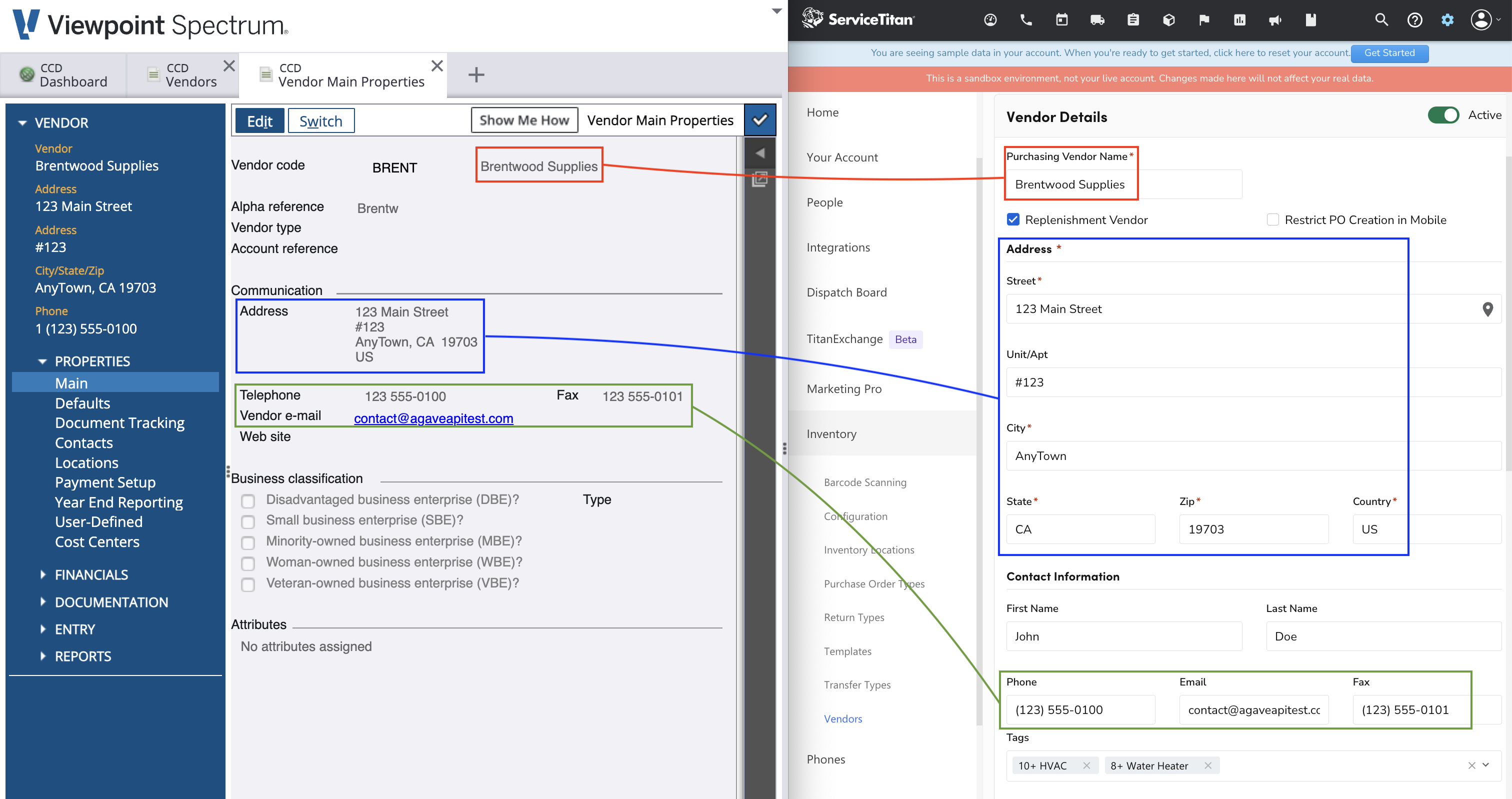 ServiceTitan and Spectrum Vendors Visual Mapping