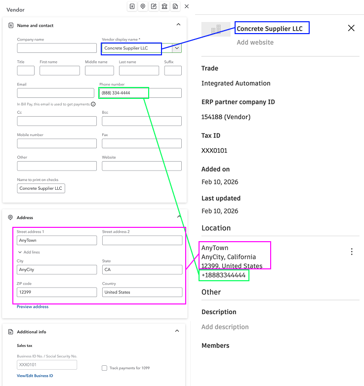 Autodesk Build and QuickBooks Online Vendors Visual Mapping