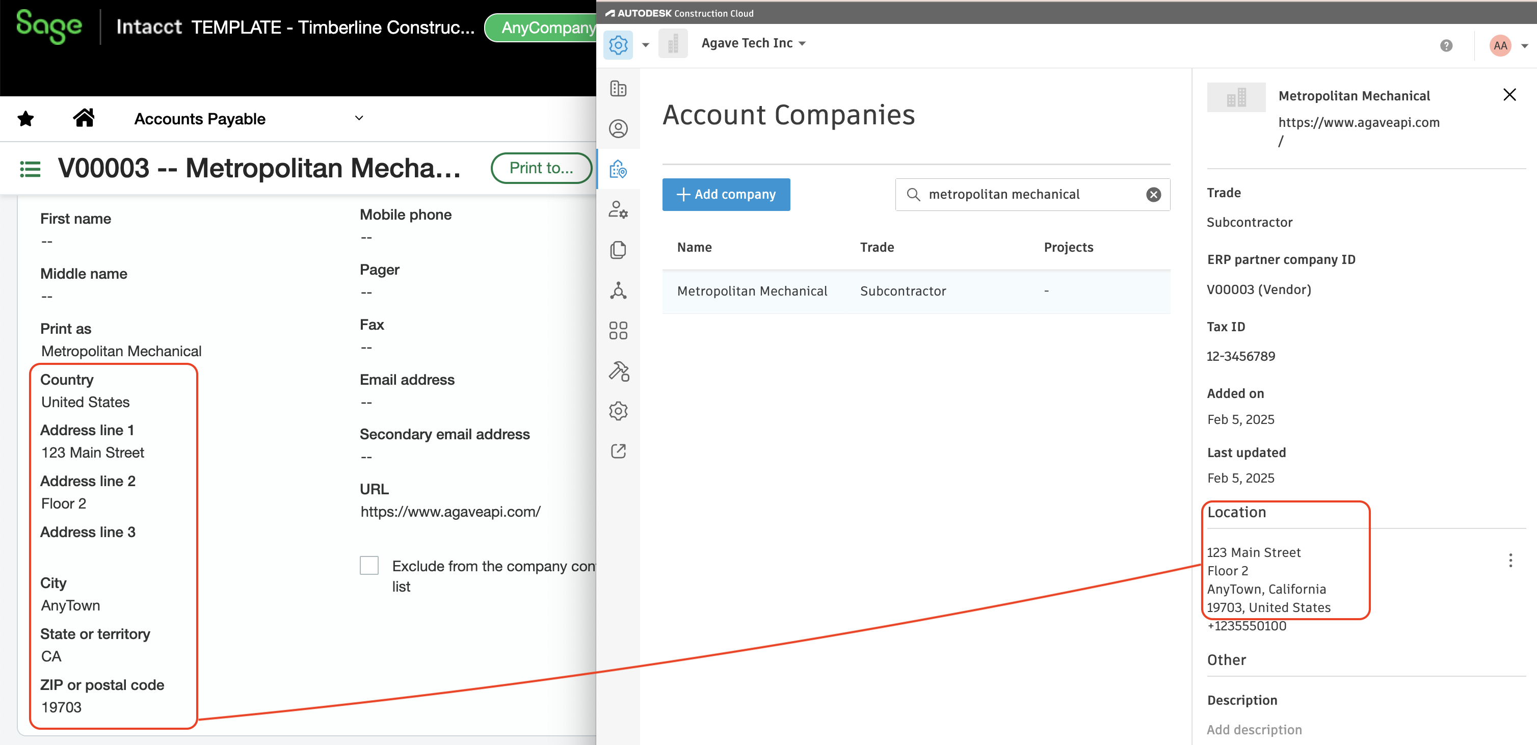 Autodesk Build and Sage Intacct Visual Mapping