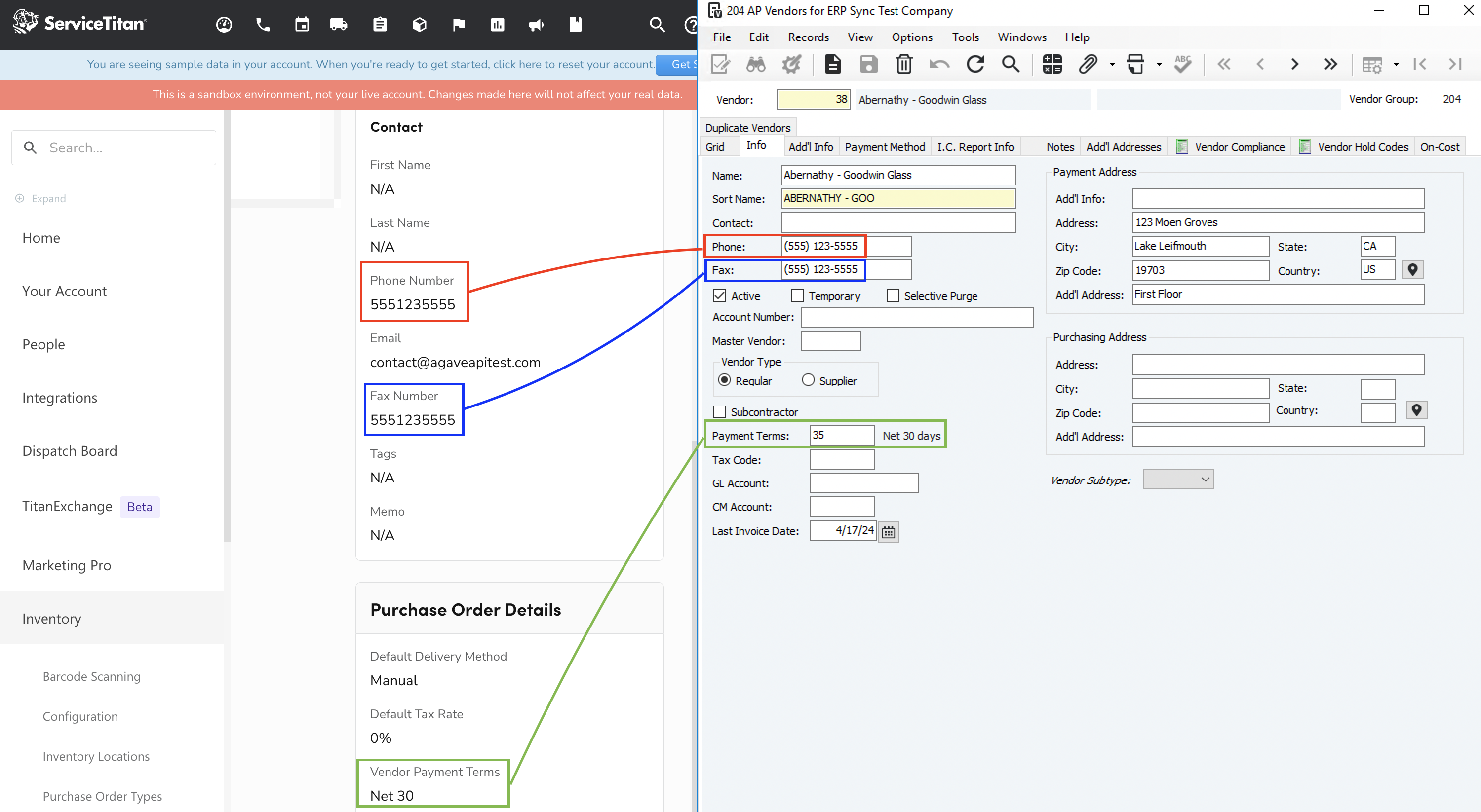 ServiceTitan and Vista Vendors Visual Mapping