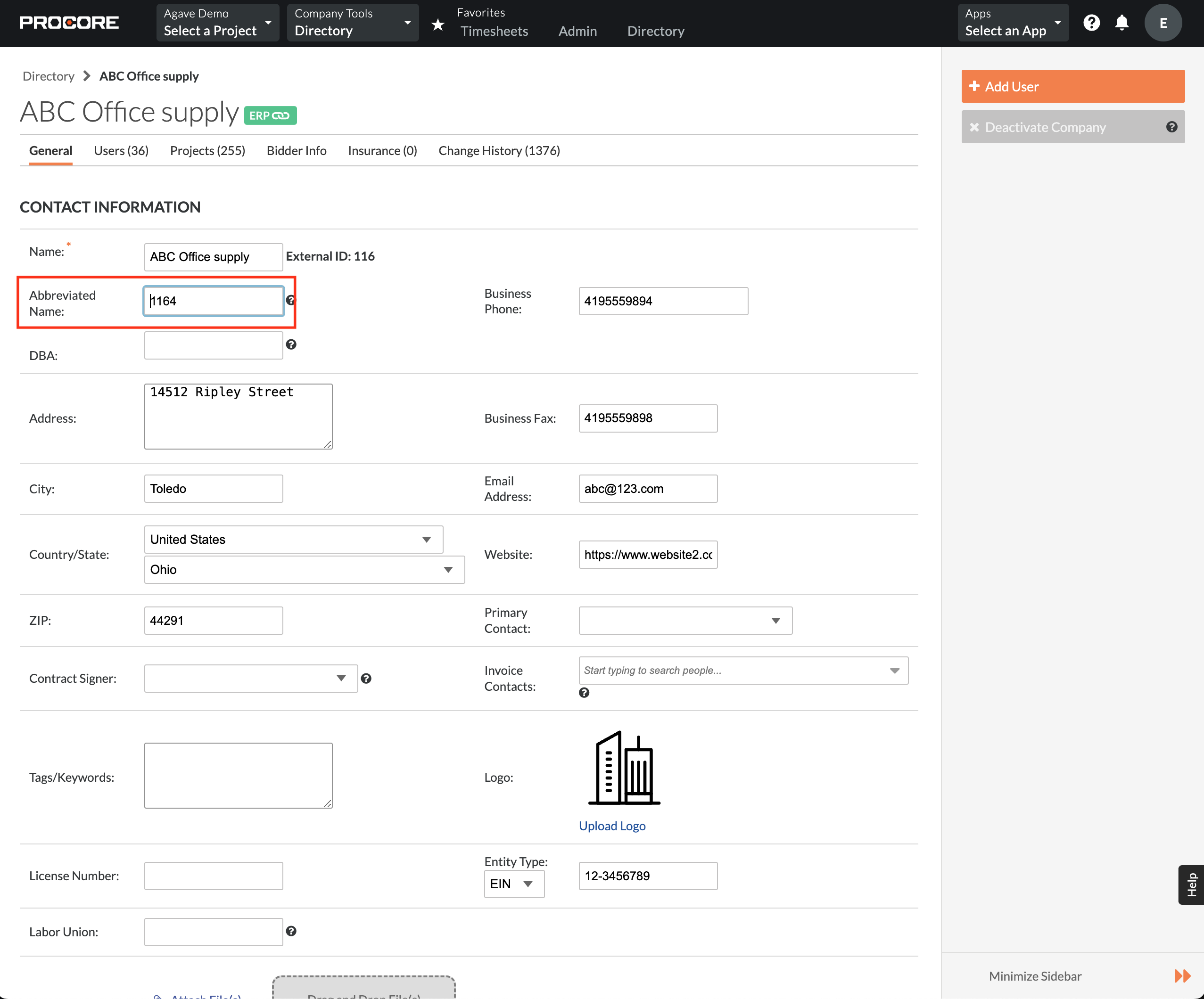 Procore and Acumatica Customers Visual Mapping