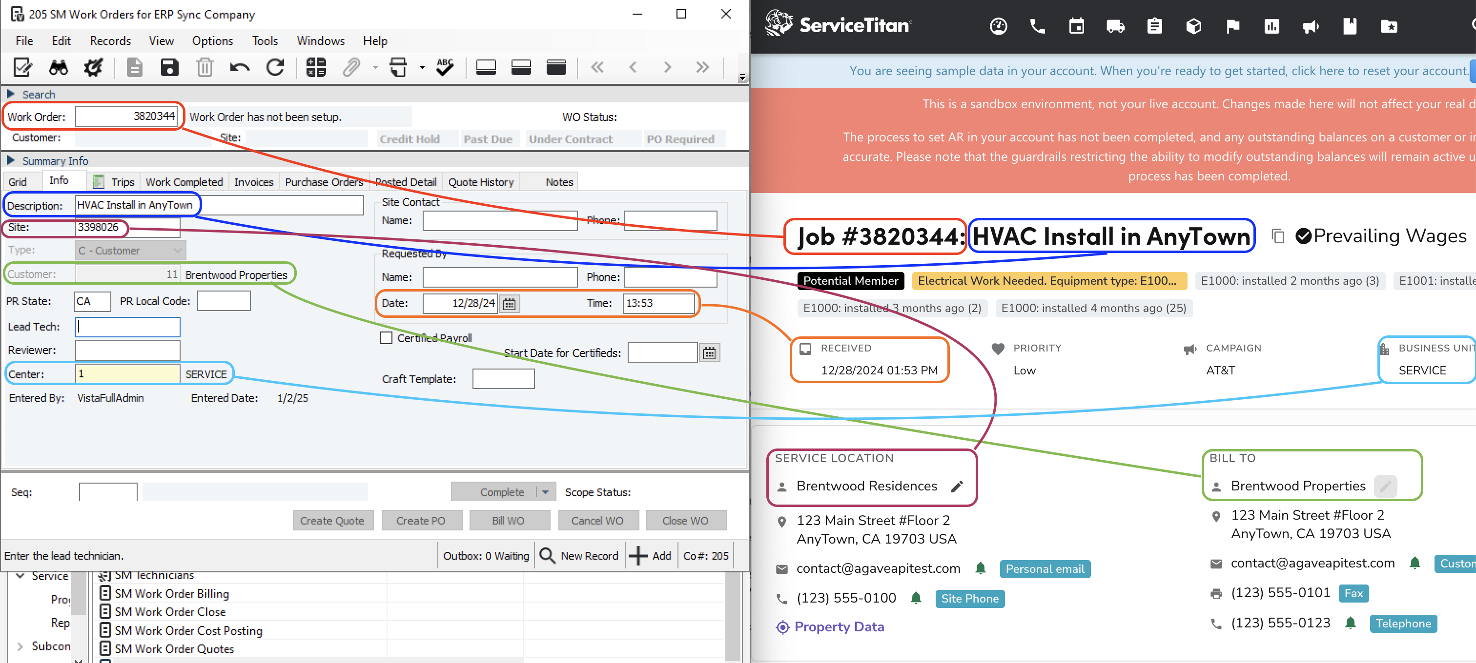 ServiceTitan and Vista Jobs Visual Mapping